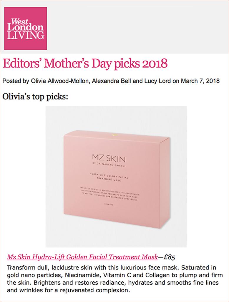 MZ skin featured in west london living
